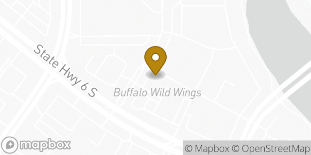 Map showing the location of Buffalo Wild Wings in Sugar Land, TX 77478