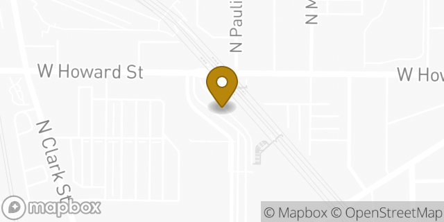 Map showing the location of Dunkin Donuts in Chicago, IL 60626