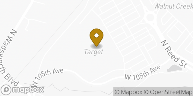 Map showing the location of ATM Target in Westminster, CO