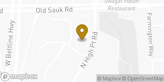 Map showing the location of Chase Bank in Madison, WI 53717