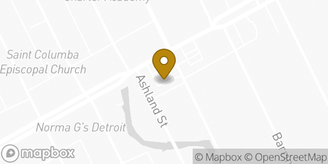 Map showing the location of Subway in Detroit, MI 48215