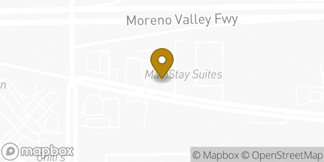 Map showing the location of La Quinta Inn and Suites in Moreno Valley, CA 92553