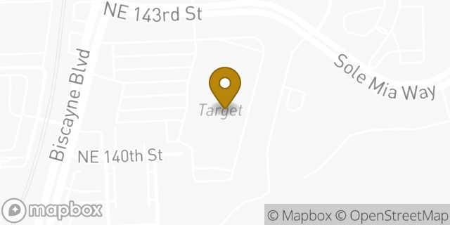 Map showing the location of ATM Target in North Miami Beach, FL 33181