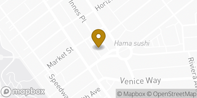 Map showing the location of Bank of America in Venice, CA 90291