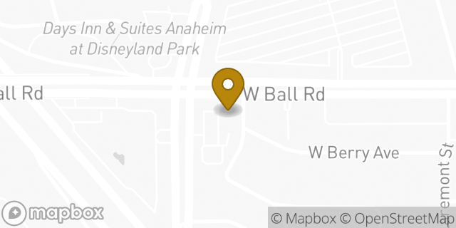 Map showing the location of Starbucks in Anaheim, CA 92805