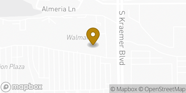 Map showing the location of Walmart in Brea, CA