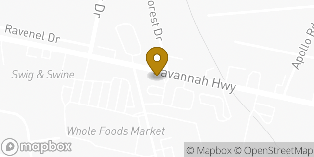 Map showing the location of Starbucks in Charleston, SC 29407