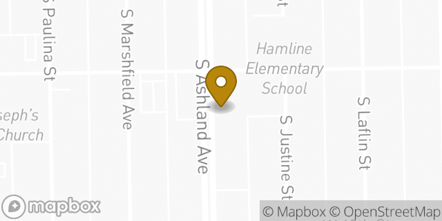 Map showing the location of Chase Bank in Chicago, IL 60609