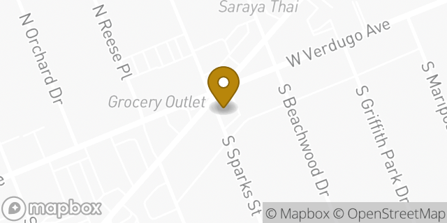Map showing the location of Starbucks in Burbank, CA 91506
