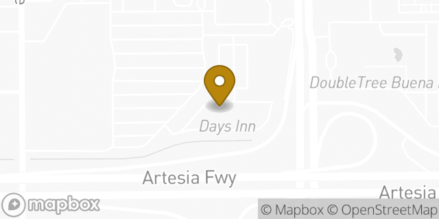 Map showing the location of Days Inn in Buena Park, CA 90620