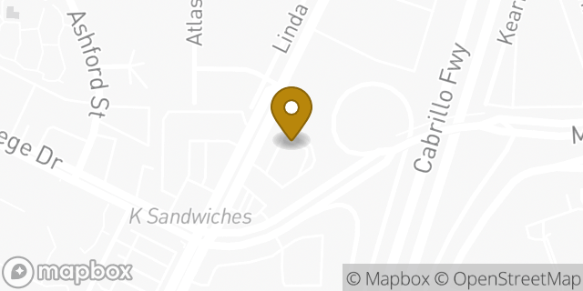 Map showing the location of Subway in San Diego, CA 92111