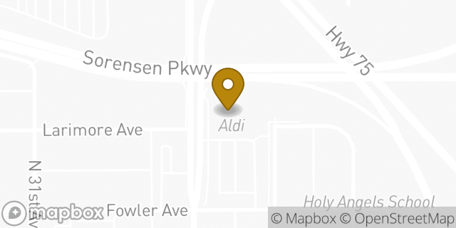 Map showing the location of Aldi in Omaha, NE 68111