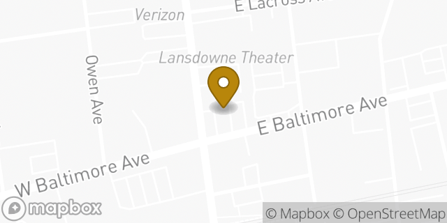 Map showing the location of Papa John's Pizza in Lansdowne, PA 19050
