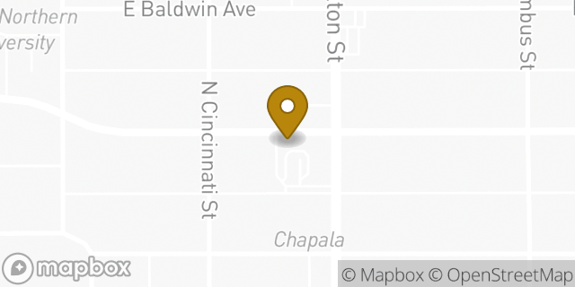 Map showing the location of Starbucks in Spokane, WA 99207