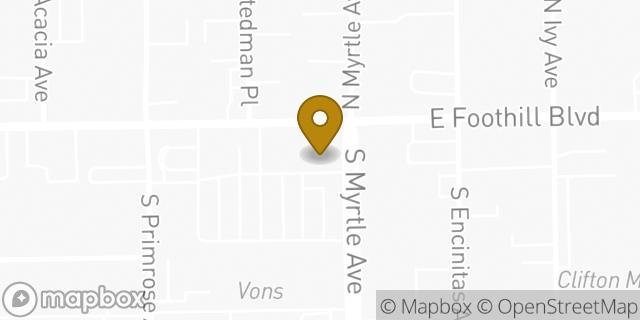 Map showing the location of Chase Bank in Monrovia, CA 91016