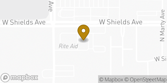 Map showing the location of AutoZone in Fresno, CA 93722