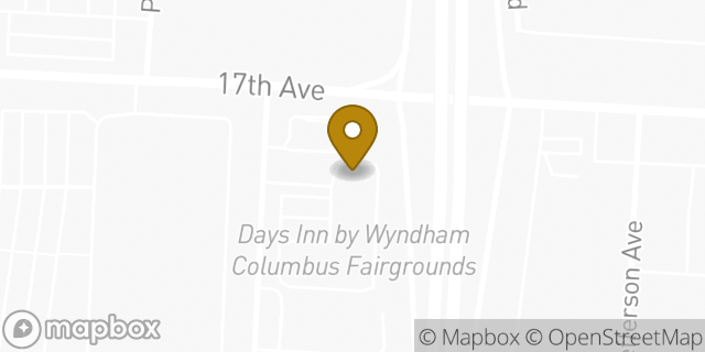 Map showing the location of Days Inn Columbus Fairgrounds in Columbus, OH 43211