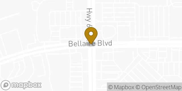 Map showing the location of Bellaire Blvd H-E-B in Houston, TX 77083