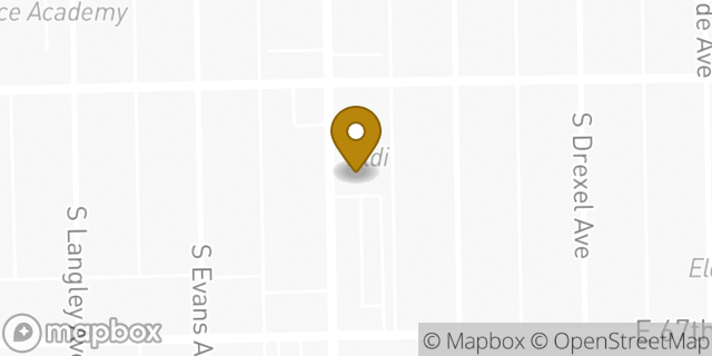 Map showing the location of Aldi in Chicago, IL 60637