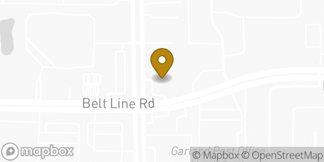 Map showing the location of AutoZone in Garland, TX 75044