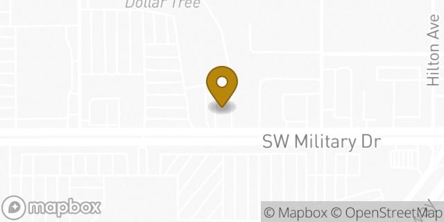 Map showing the location of Military Drive in San Antonio, TX 78224