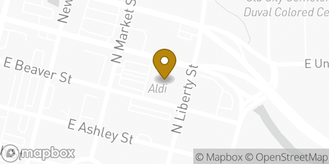 Map showing the location of Aldi in Jacksonville, FL 32202