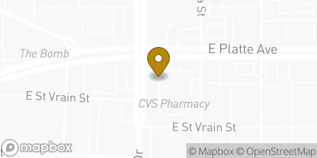 Map showing the location of CVS Pharmacy in Colorado Springs, CO 80909