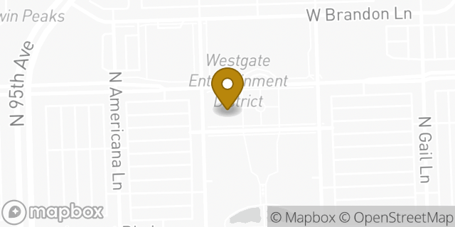Map showing the location of Buffalo Wild Wings in Glendale, AZ 85305