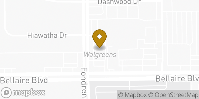 Map showing the location of Walgreens in Houston, TX 77036