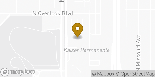 Map showing the location of Kaiser Permanente Interstate Radiation Oncology Center in Portland, OR 97227