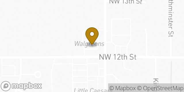 Map showing the location of Walgreens in Moore, OK 73170