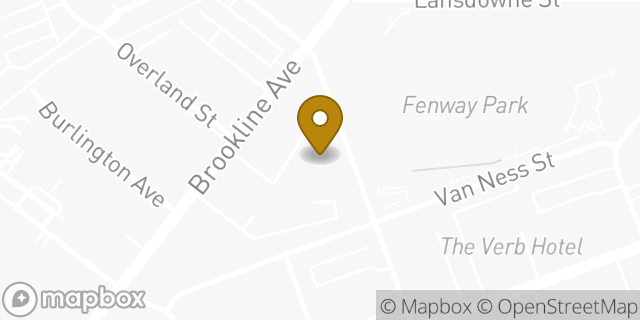 Map showing the location of Dunkin' in Boston, MA 02215