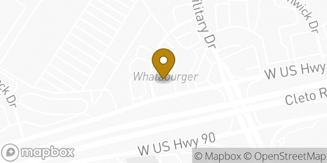 Map showing the location of Whataburger in San Antonio, TX 78227
