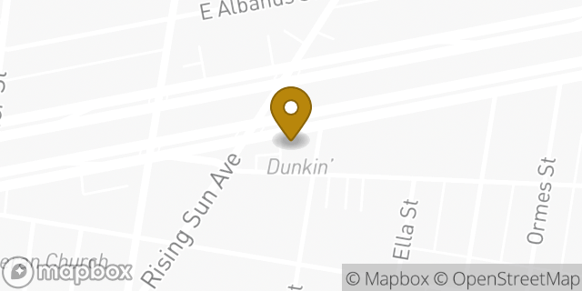 Map showing the location of Dunkin' in Philadelphia, PA 19120