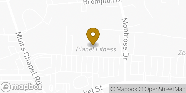 Map showing the location of Planet Fitness in Greensboro, NC 27407