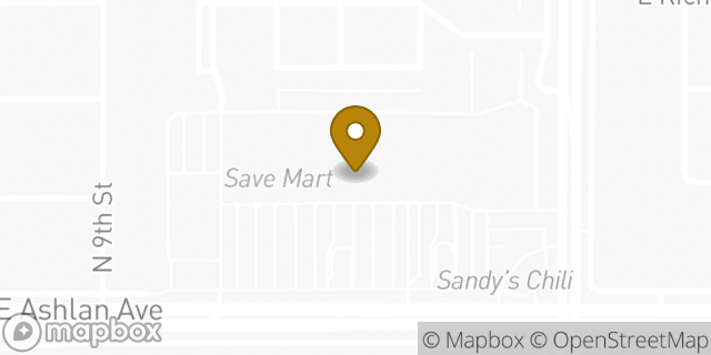 Map showing the location of Amazon Locker - Airstream in Fresno, CA 93726
