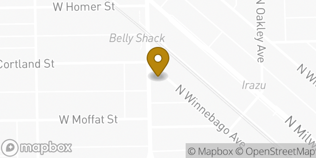 Map showing the location of Bank of America Walk-Up ATM | Western And Milwaukee in Chicago, IL 60647