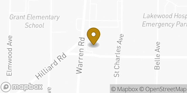 Map showing the location of ATM Speedway in Lakewood, OH 44107