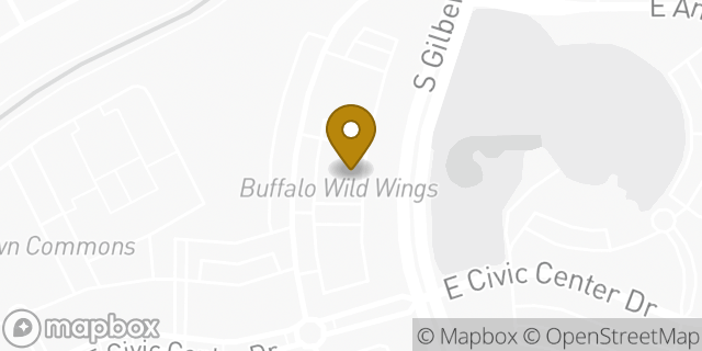 Map showing the location of Buffalo Wild Wings in Gilbert, AZ 85296