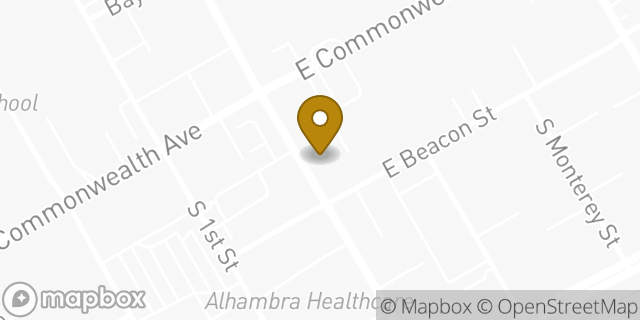 Map showing the location of Avis Car Rental in Alhambra, CA 91801