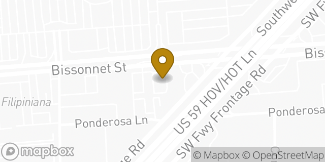 Map showing the location of Bissonnet & I69 in Houston, TX 77036