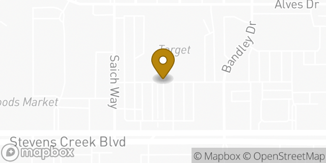 Map showing the location of Target in Cupertino, CA 95014