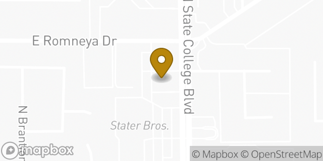 Map showing the location of Bank of America in Anaheim, CA 92806