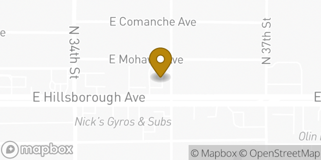 Map showing the location of Baskin-Robbins in Tampa, FL 33610