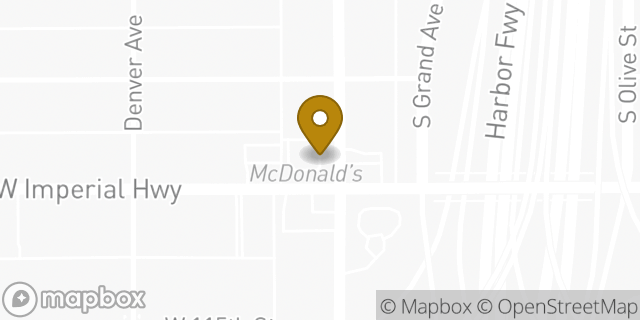 Map showing the location of McDonald's in Los Angeles, CA 90044