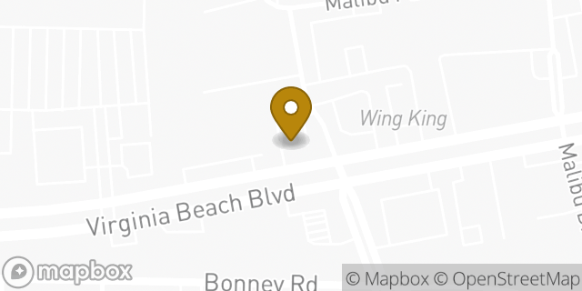 Map showing the location of Budget Car Rental in Virginia Beach, VA 23452