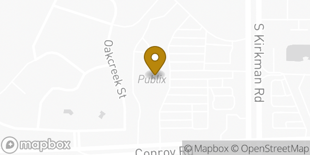Map showing the location of Publix Liquors at Kirkman Oaks Shopping Center in Orlando, FL 32811