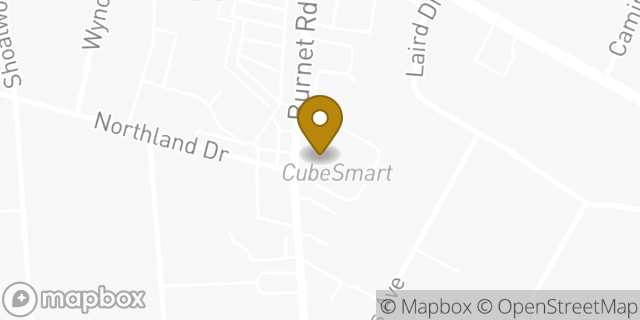 Map showing the location of CubeSmart Self Storage in Austin, TX 78756