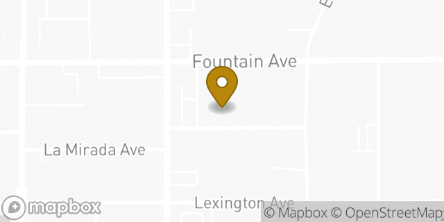 Map showing the location of FedEx ShipSite in Los Angeles, CA 90038