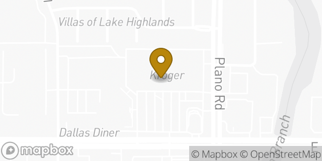 Map showing the location of Kroger in Dallas, TX 75238